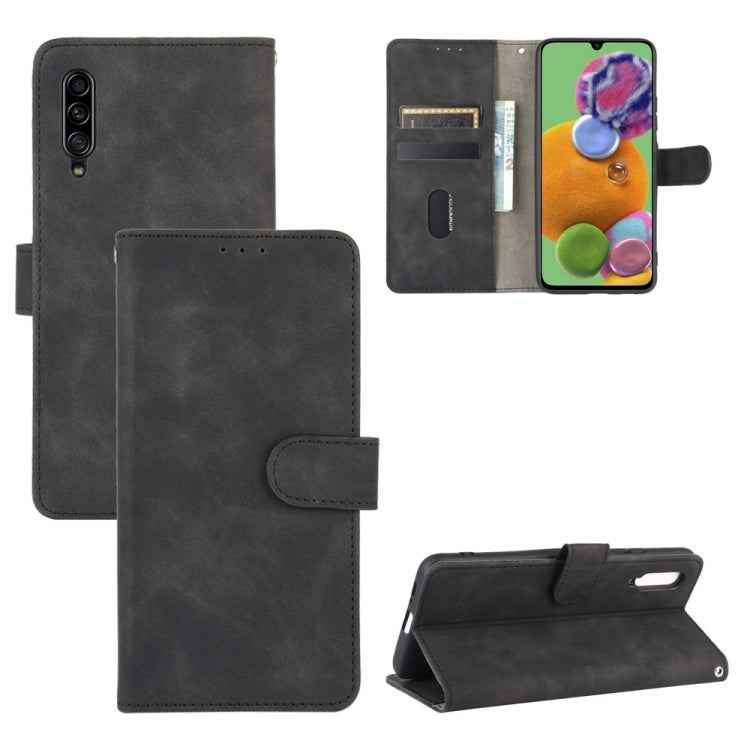 For Samsung Galaxy A90 5G Solid Color Skin Feel Magnetic Buckle Horizontal Flip Calf Texture PU Leather Case with Holder & Card Slots & Wallet