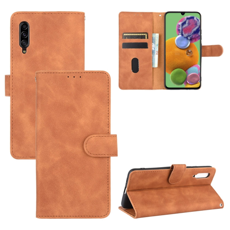 For Samsung Galaxy A90 5G Solid Color Skin Feel Magnetic Buckle Horizontal Flip Calf Texture PU Leather Case with Holder & Card Slots & Wallet
