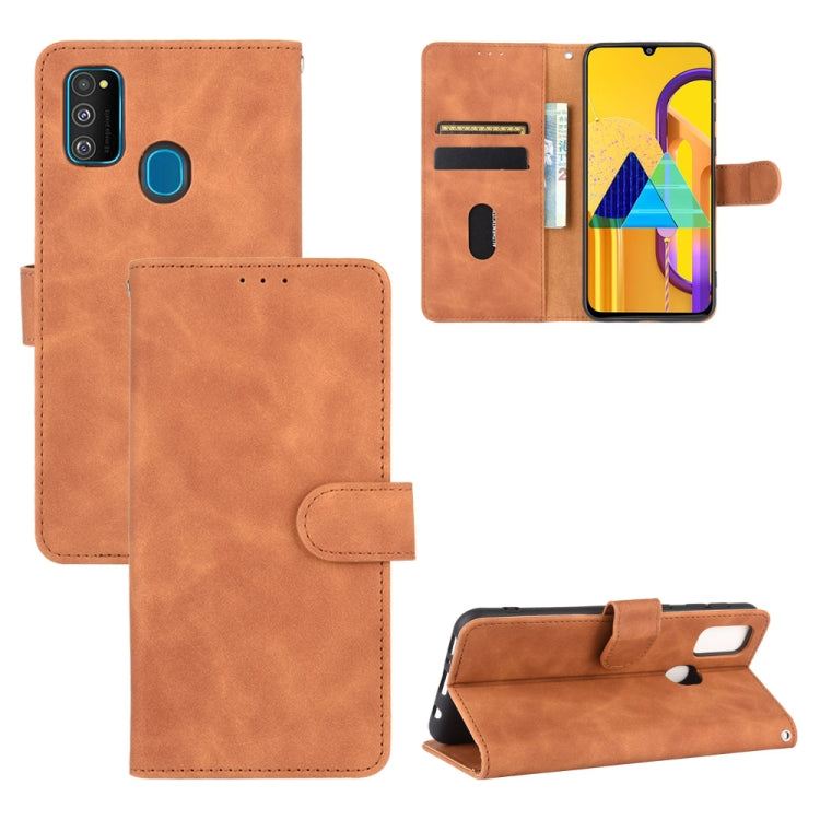 For Samsung Galaxy M30s / M21 Solid Color Skin Feel Magnetic Buckle Horizontal Flip Calf Texture PU Leather Case with Holder & Card Slots & Wallet