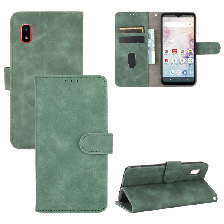 For Samsung Galaxy A20 (Japanese Version) Solid Color Skin Feel Magnetic Buckle Horizontal Flip Calf Texture PU Leather Case with Holder & Card Slots & Wallet
