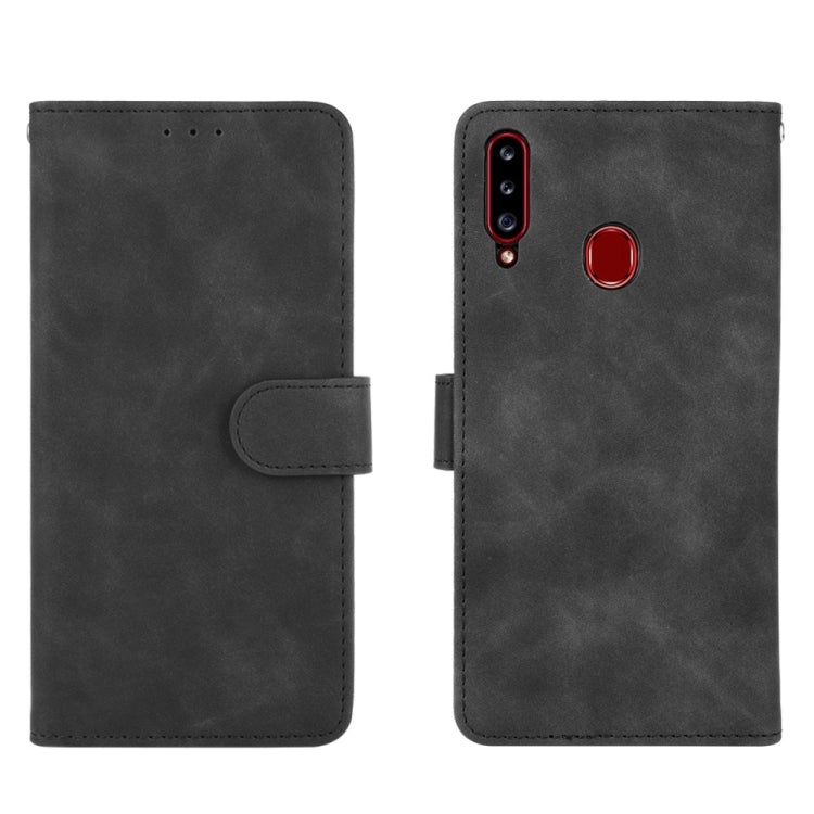 For Samsung Galaxy A20s Solid Color Skin Feel Magnetic Buckle Horizontal Flip Calf Texture PU Leather Case with Holder & Card Slots & Wallet