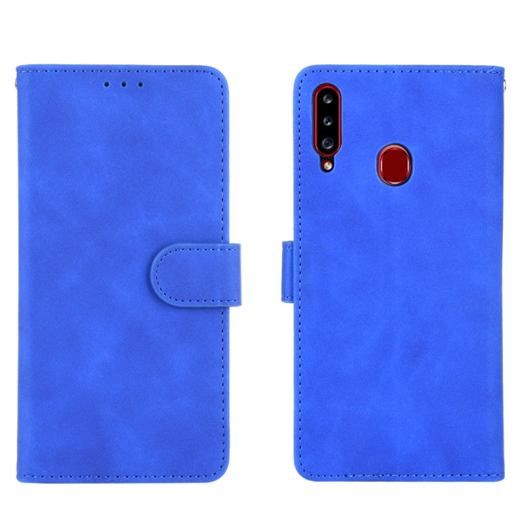 For Samsung Galaxy A20s Solid Color Skin Feel Magnetic Buckle Horizontal Flip Calf Texture PU Leather Case with Holder & Card Slots & Wallet