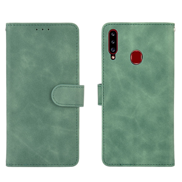 For Samsung Galaxy A20s Solid Color Skin Feel Magnetic Buckle Horizontal Flip Calf Texture PU Leather Case with Holder & Card Slots & Wallet