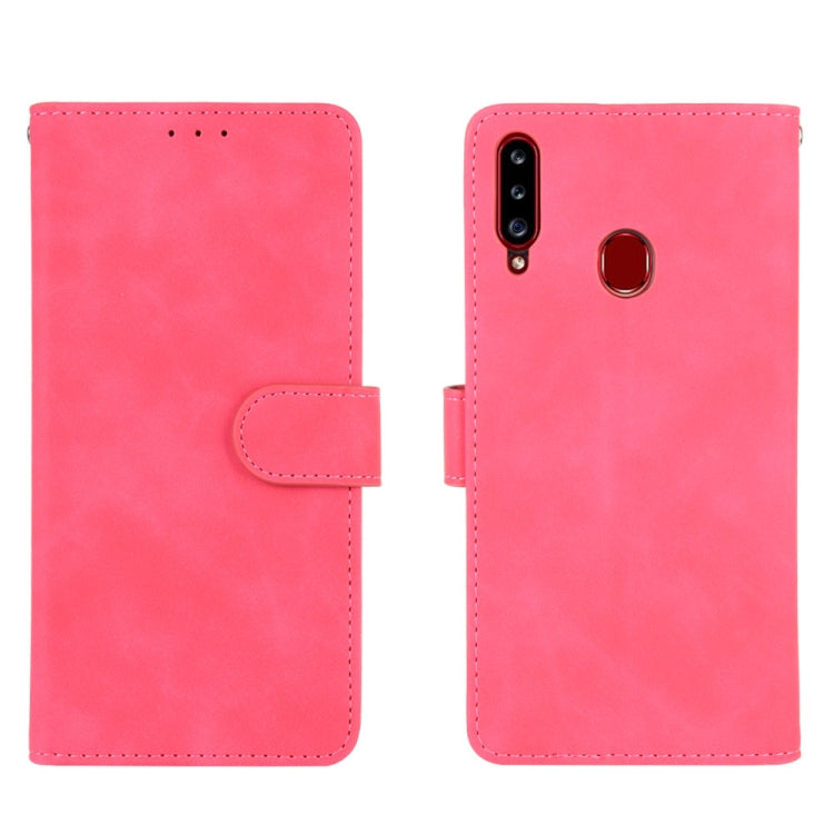 For Samsung Galaxy A20s Solid Color Skin Feel Magnetic Buckle Horizontal Flip Calf Texture PU Leather Case with Holder & Card Slots & Wallet