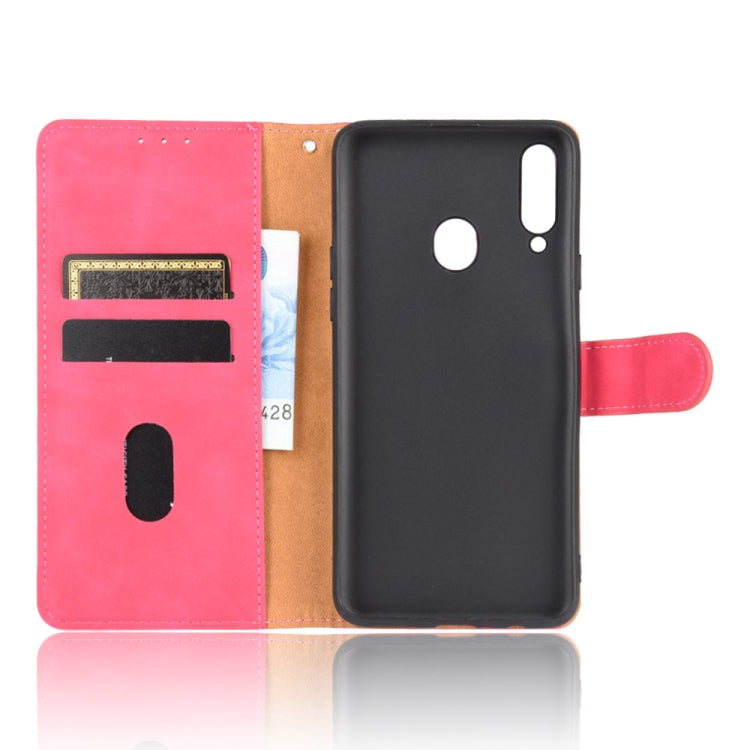 For Samsung Galaxy A20s Solid Color Skin Feel Magnetic Buckle Horizontal Flip Calf Texture PU Leather Case with Holder & Card Slots & Wallet