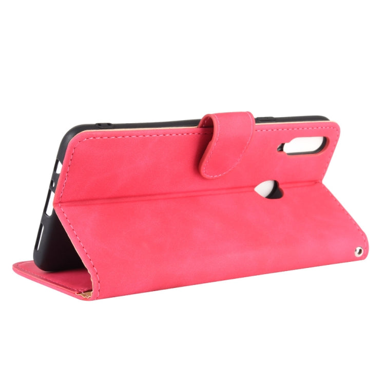 For Samsung Galaxy A20s Solid Color Skin Feel Magnetic Buckle Horizontal Flip Calf Texture PU Leather Case with Holder & Card Slots & Wallet