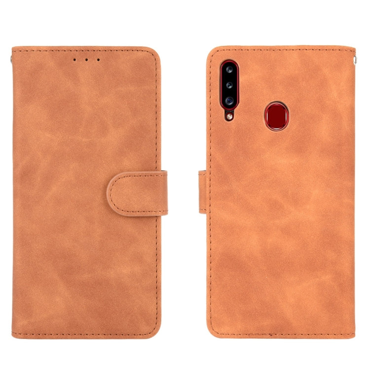 For Samsung Galaxy A20s Solid Color Skin Feel Magnetic Buckle Horizontal Flip Calf Texture PU Leather Case with Holder & Card Slots & Wallet