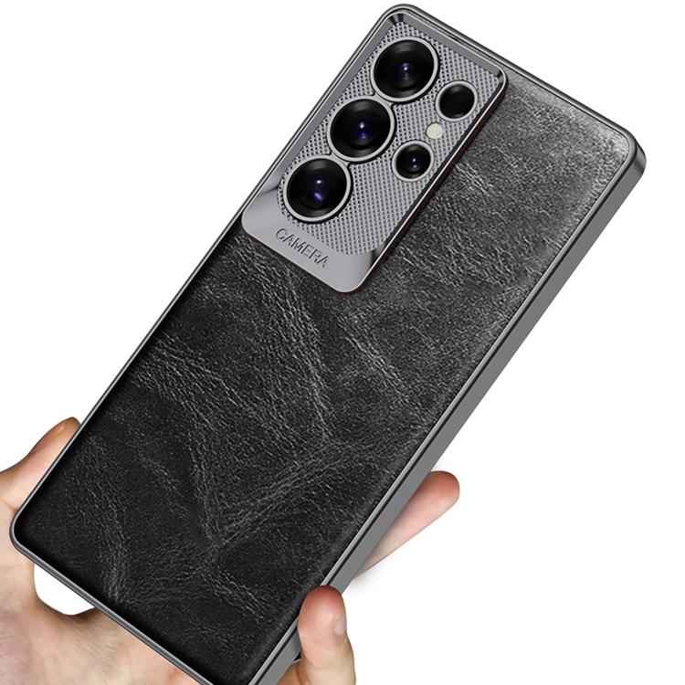 For Samsung Galaxy S23 Ultra 5G Oil Wax Leather Classic Shockproof Phone Case, Not Included Pen
