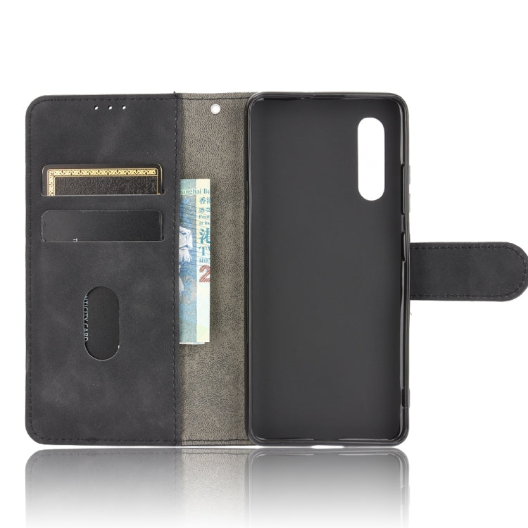 For Samsung Galaxy A41 (Japanese Version) Solid Color Skin Feel Magnetic Buckle Horizontal Flip Calf Texture PU Leather Case with Holder & Card Slots & Wallet