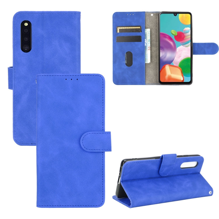 For Samsung Galaxy A41 (Japanese Version) Solid Color Skin Feel Magnetic Buckle Horizontal Flip Calf Texture PU Leather Case with Holder & Card Slots & Wallet