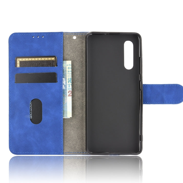 For Samsung Galaxy A41 (Japanese Version) Solid Color Skin Feel Magnetic Buckle Horizontal Flip Calf Texture PU Leather Case with Holder & Card Slots & Wallet
