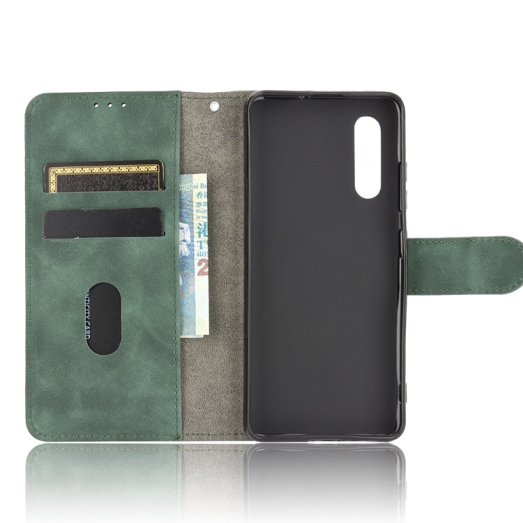 For Samsung Galaxy A41 (Japanese Version) Solid Color Skin Feel Magnetic Buckle Horizontal Flip Calf Texture PU Leather Case with Holder & Card Slots & Wallet
