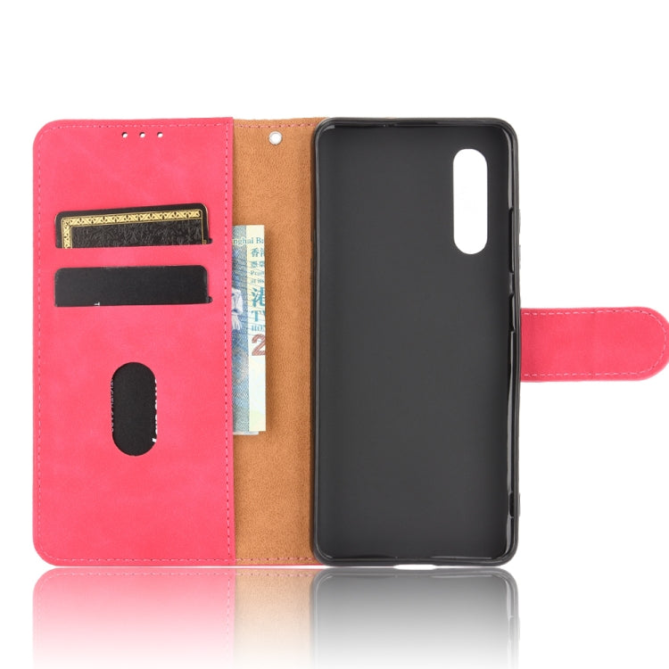 For Samsung Galaxy A41 (Japanese Version) Solid Color Skin Feel Magnetic Buckle Horizontal Flip Calf Texture PU Leather Case with Holder & Card Slots & Wallet
