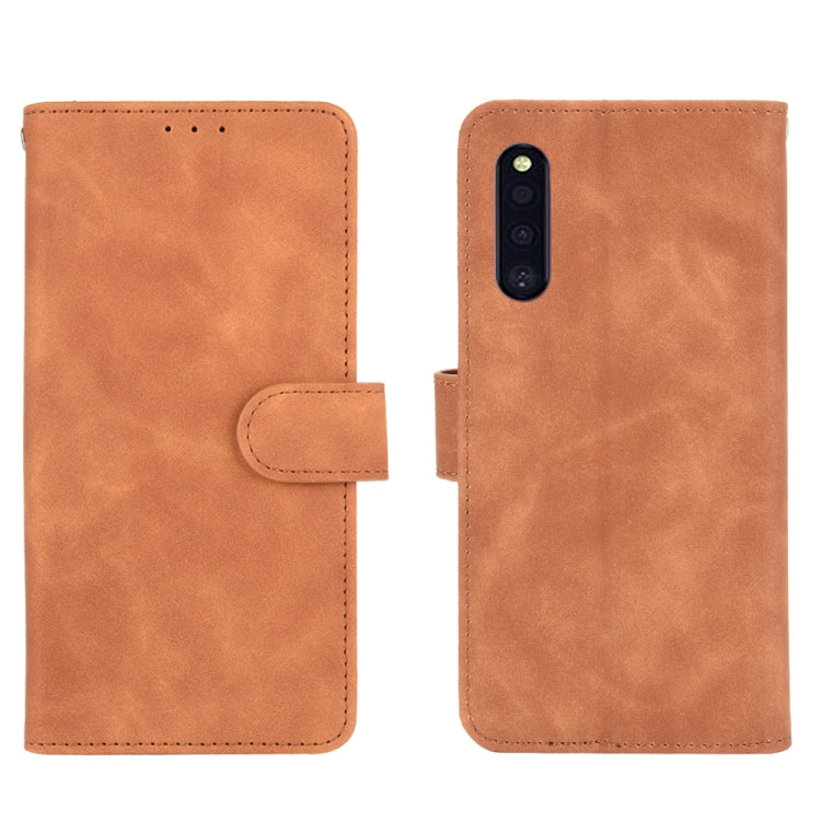 For Samsung Galaxy A41 (Japanese Version) Solid Color Skin Feel Magnetic Buckle Horizontal Flip Calf Texture PU Leather Case with Holder & Card Slots & Wallet
