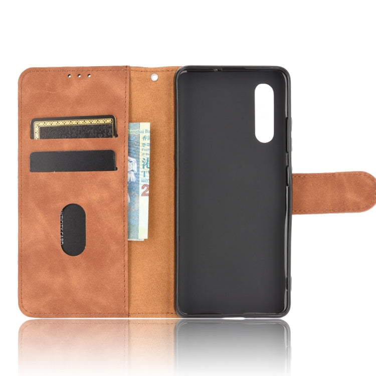 For Samsung Galaxy A41 (Japanese Version) Solid Color Skin Feel Magnetic Buckle Horizontal Flip Calf Texture PU Leather Case with Holder & Card Slots & Wallet