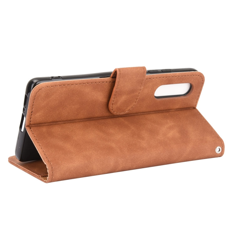 For Samsung Galaxy A41 (Japanese Version) Solid Color Skin Feel Magnetic Buckle Horizontal Flip Calf Texture PU Leather Case with Holder & Card Slots & Wallet