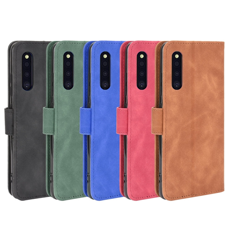 For Samsung Galaxy A41 (Japanese Version) Solid Color Skin Feel Magnetic Buckle Horizontal Flip Calf Texture PU Leather Case with Holder & Card Slots & Wallet