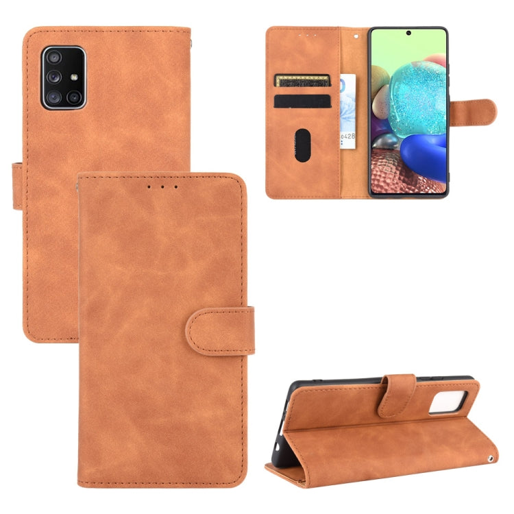 For Samsung Galaxy A71 Solid Color Skin Feel Magnetic Buckle Horizontal Flip Calf Texture PU Leather Case with Holder & Card Slots & Wallet
