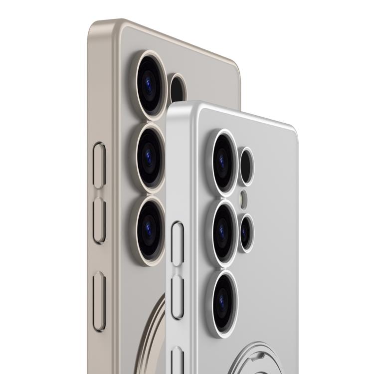 For Samsung Galaxy S24 Ultra 5G Frosted Skin-feel Magnetic Rotating Holder Phone Case, Not Included Pen