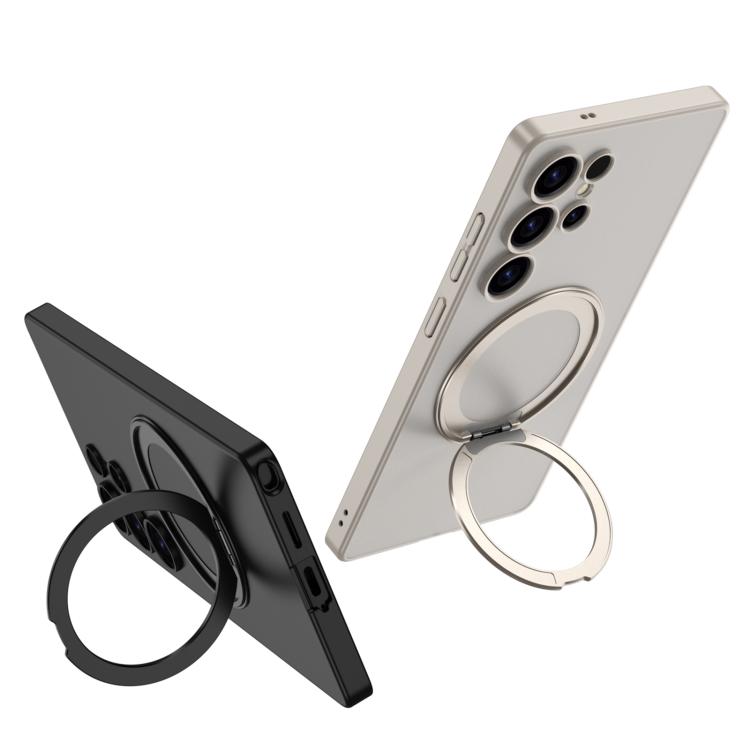 For Samsung Galaxy S23 Ultra 5G Frosted Skin-feel Magnetic Rotating Holder Phone Case, Not Included Pen