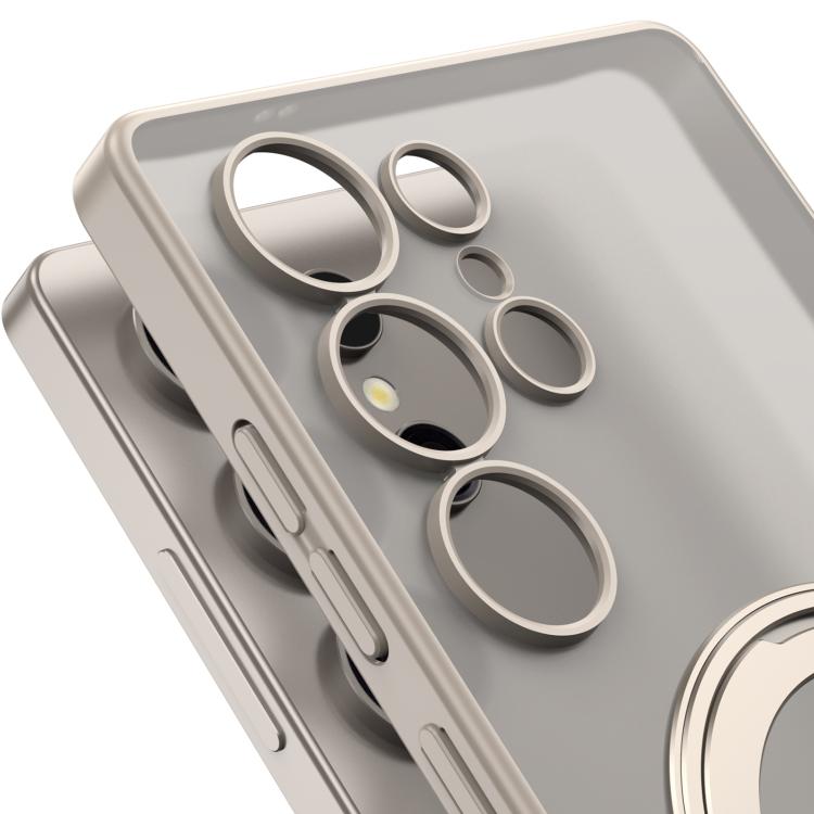 For Samsung Galaxy S23 Ultra 5G Frosted Skin-feel Magnetic Rotating Holder Phone Case, Not Included Pen