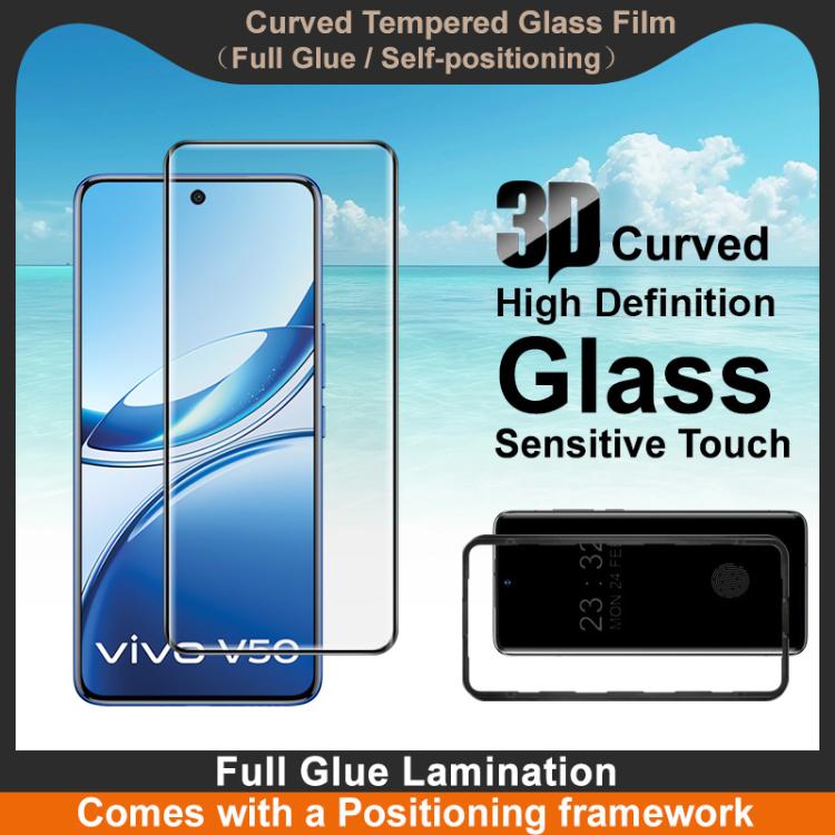 For vivo V50 5G imak 3D Curved Tempered Glass Film, Full Glue Positioning Version