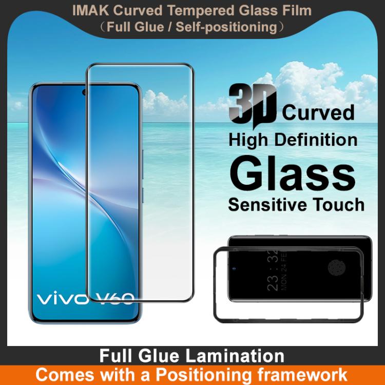 For vivo V60 5G Global imak 3D Curved Tempered Glass Film, Full Glue Positioning Version