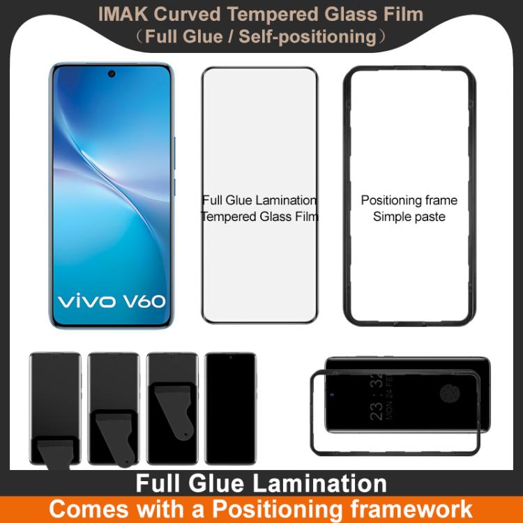 For vivo V60 5G Global imak 3D Curved Tempered Glass Film, Full Glue Positioning Version