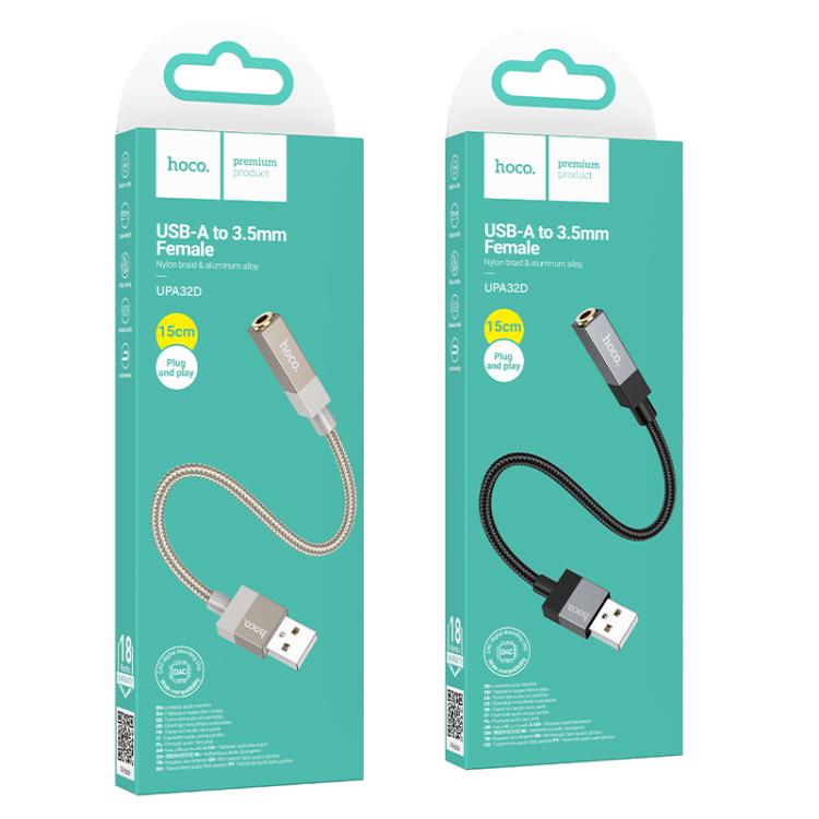 hoco UPA32D USB to 3.5mm Female Clever Audio Converter, Length:15cm