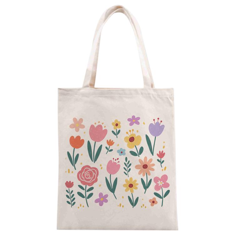 Colorful Garden Printed Canvas Handbag Digital Print On Your Demand, Size:25x20cm