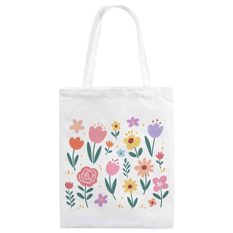 Colorful Garden Printed Canvas Handbag Digital Print On Your Demand, Size:30x25cm