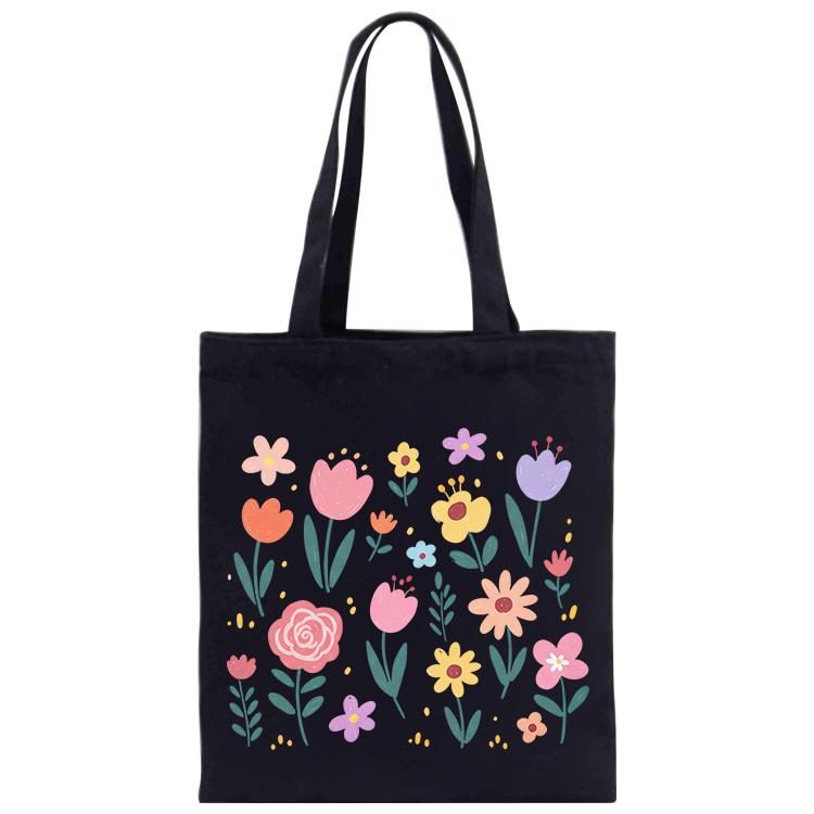 Colorful Garden Printed Canvas Handbag Digital Print On Your Demand, Size:35x30cm