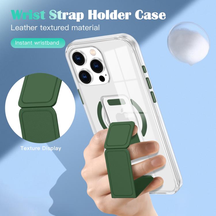 For iPhone 13 Pro Clear Wristband Holder MagSafe Phone Case