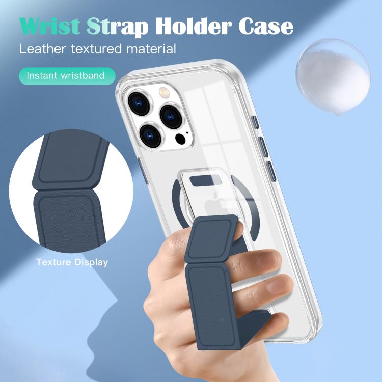 For iPhone 15 Clear Wristband Holder MagSafe Phone Case