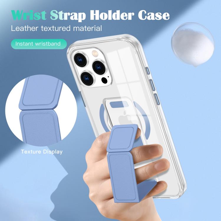For iPhone 15 Clear Wristband Holder MagSafe Phone Case