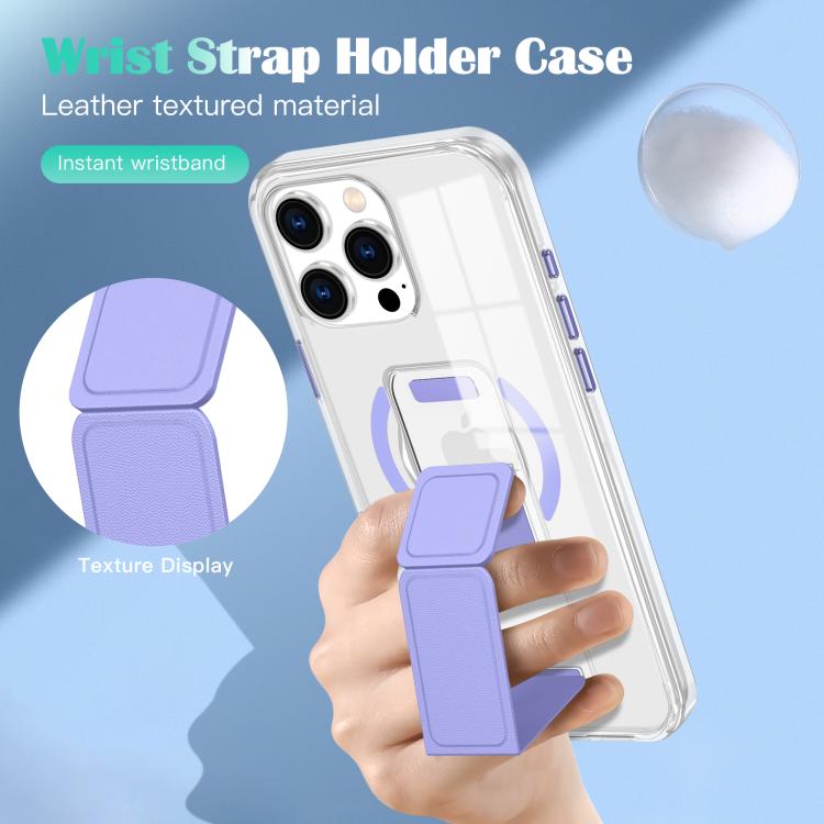 For iPhone 15 Plus / 14 Plus Clear Wristband Holder MagSafe Phone Case