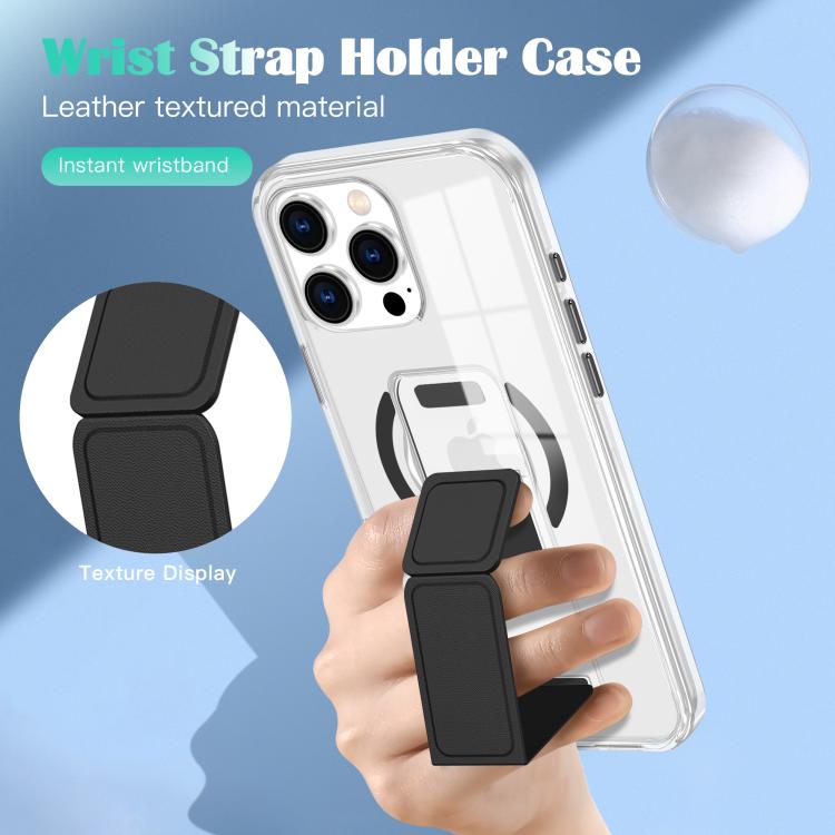 For iPhone 16 Clear Wristband Holder MagSafe Phone Case