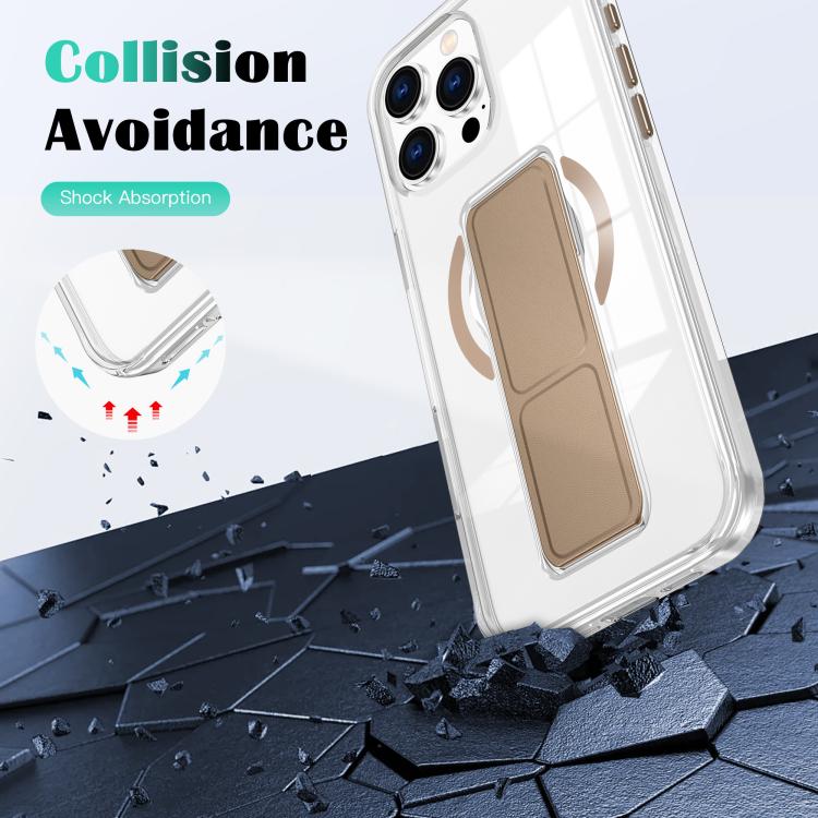 For iPhone 16 Pro Clear Wristband Holder MagSafe Phone Case