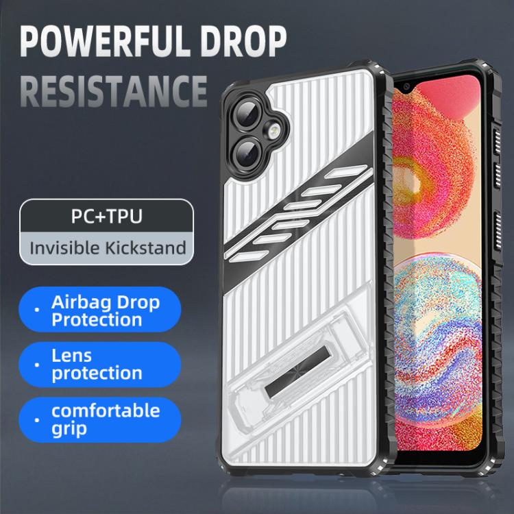 For Samsung Galaxy A04e Plating Holder PC Hybrid TPU Phone Case