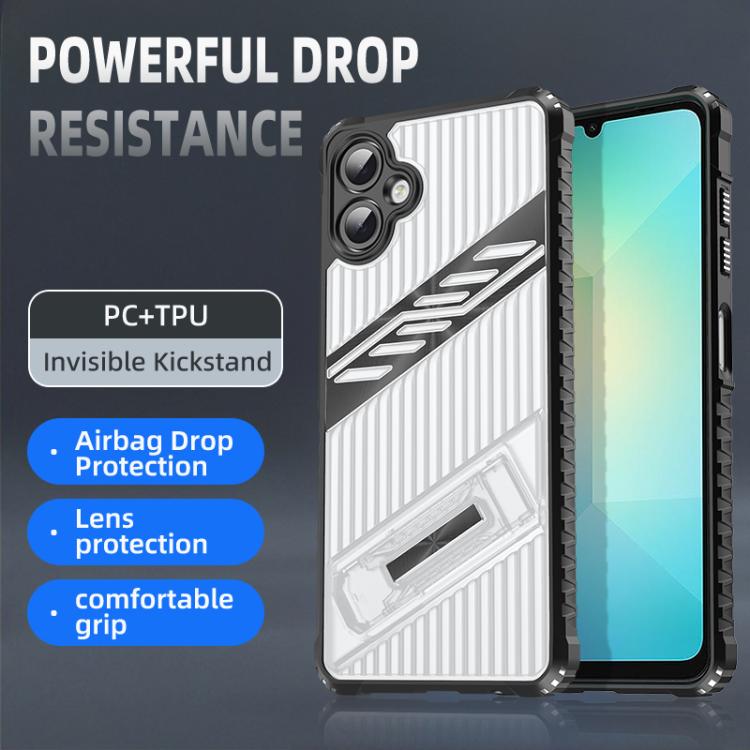 For Samsung Galaxy A06 Plating Holder PC Hybrid TPU Phone Case