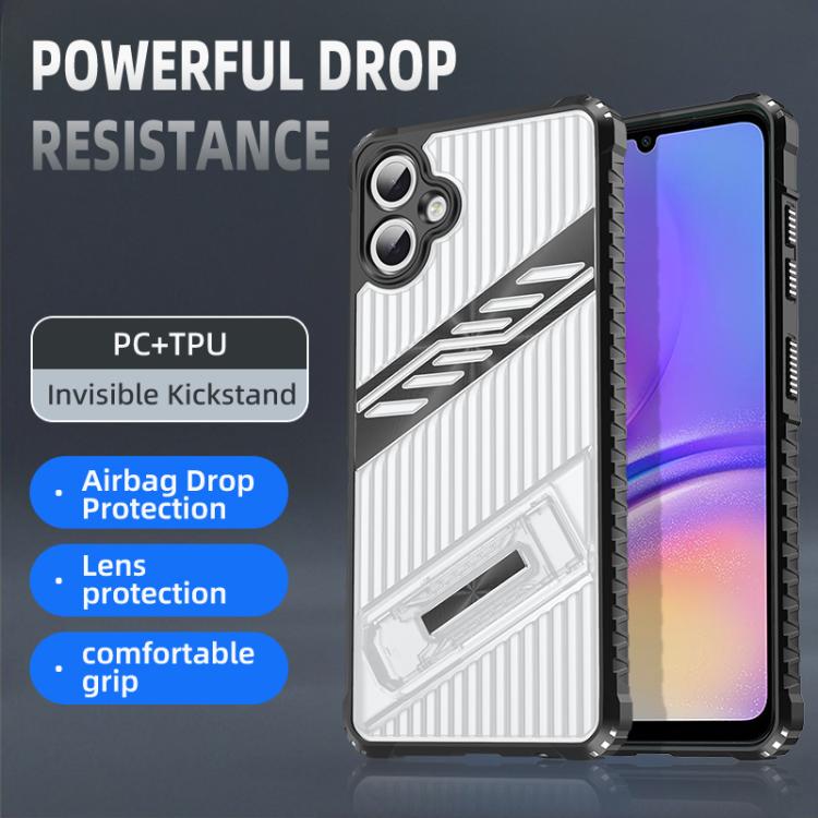 For Samsung Galaxy A03 Core Plating Holder PC Hybrid TPU Phone Case