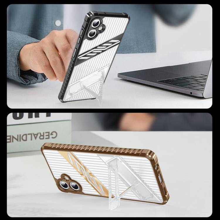 For Samsung Galaxy A03 Core Plating Holder PC Hybrid TPU Phone Case
