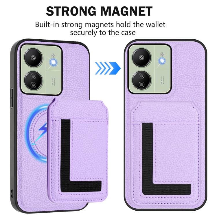 For Redmi 13C 4G / Xiaomi Poco C65 CX01 Detachable Magsafe Magnetic Card Bag Phone Case