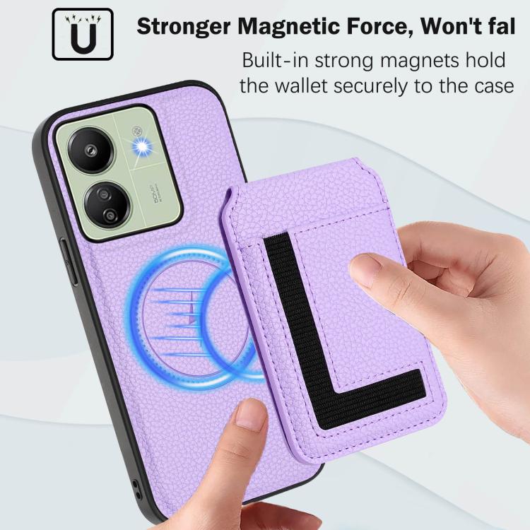 For Redmi 13C 4G / Xiaomi Poco C65 CX01 Detachable Magsafe Magnetic Card Bag Phone Case