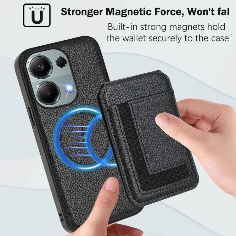 For Redmi Note 13 Pro 4G / Poco M6 Pro CX01 Detachable Magsafe Magnetic Card Bag Phone Case