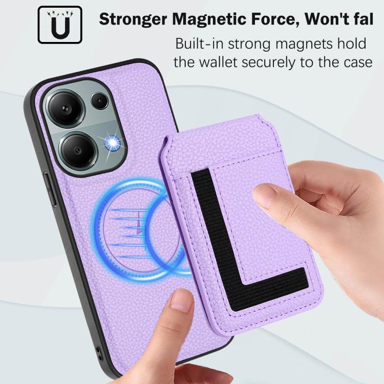 For Redmi Note 13 Pro 4G / Poco M6 Pro CX01 Detachable Magsafe Magnetic Card Bag Phone Case
