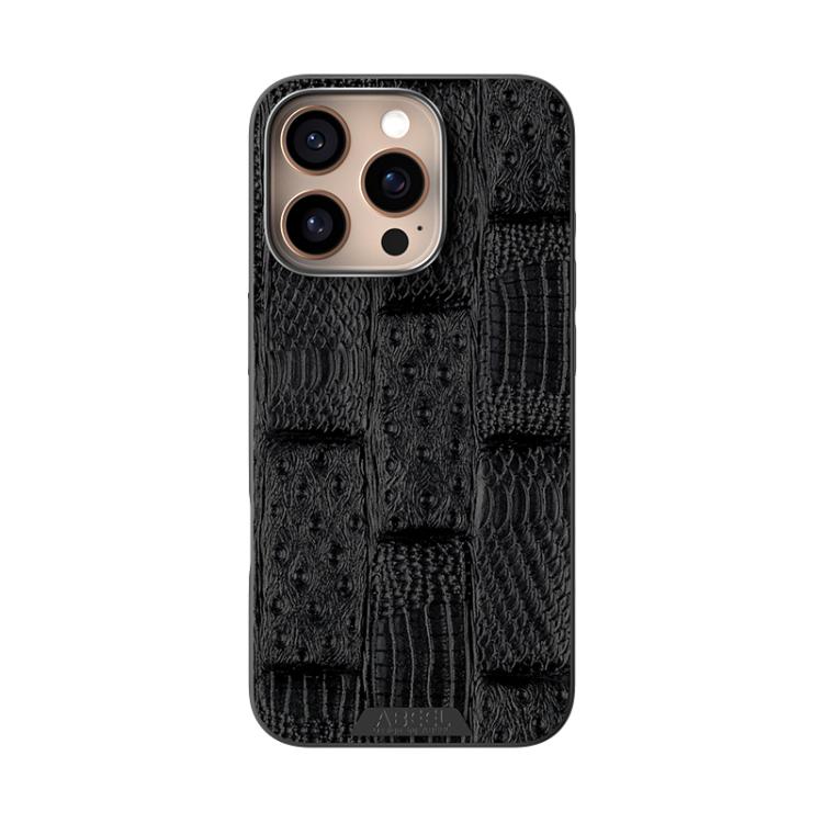 For iPhone 16 Pro ABEEL Beast Pattern 6D Micro-Embossed MagSafe Genuine Leather Phone Case