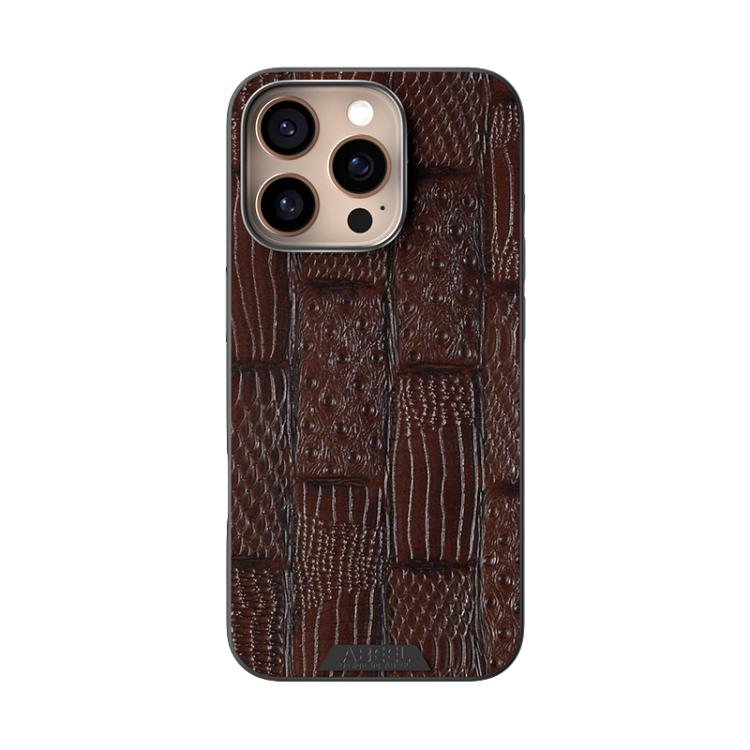 For iPhone 16 Pro ABEEL Beast Pattern 6D Micro-Embossed MagSafe Genuine Leather Phone Case