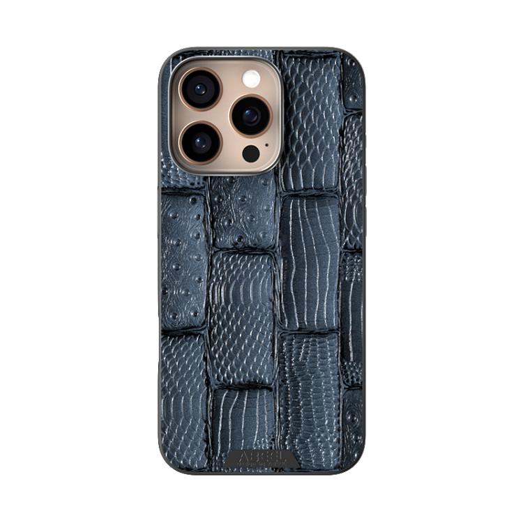 For iPhone 16 Pro ABEEL Beast Pattern 6D Micro-Embossed MagSafe Genuine Leather Phone Case