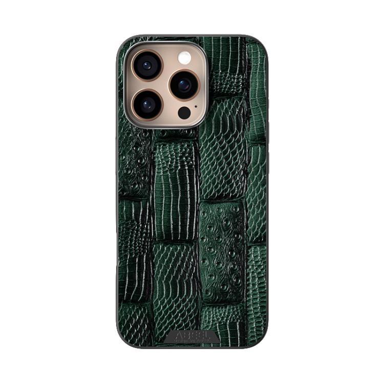 For iPhone 16 Pro ABEEL Beast Pattern 6D Micro-Embossed MagSafe Genuine Leather Phone Case